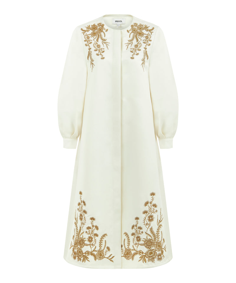 Ipekyol Embroidered Detail Long Sleeve Dress Ecru