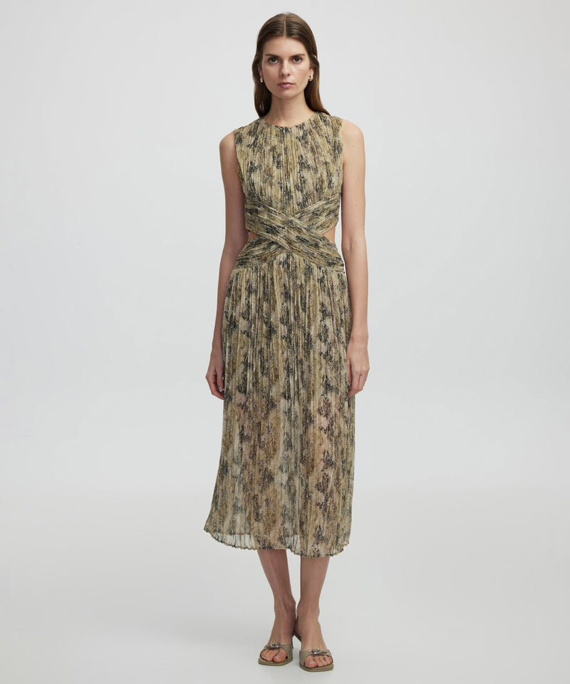 Ipekyol Patterned Chiffon Dress Khaki