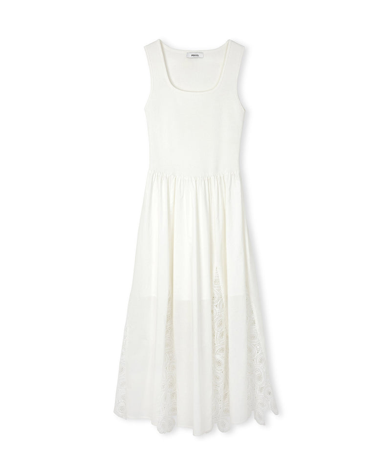 Ipekyol Brode Mix Square Neck Dress White