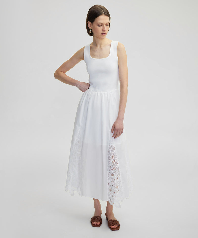 Ipekyol Brode Mix Square Neck Dress White