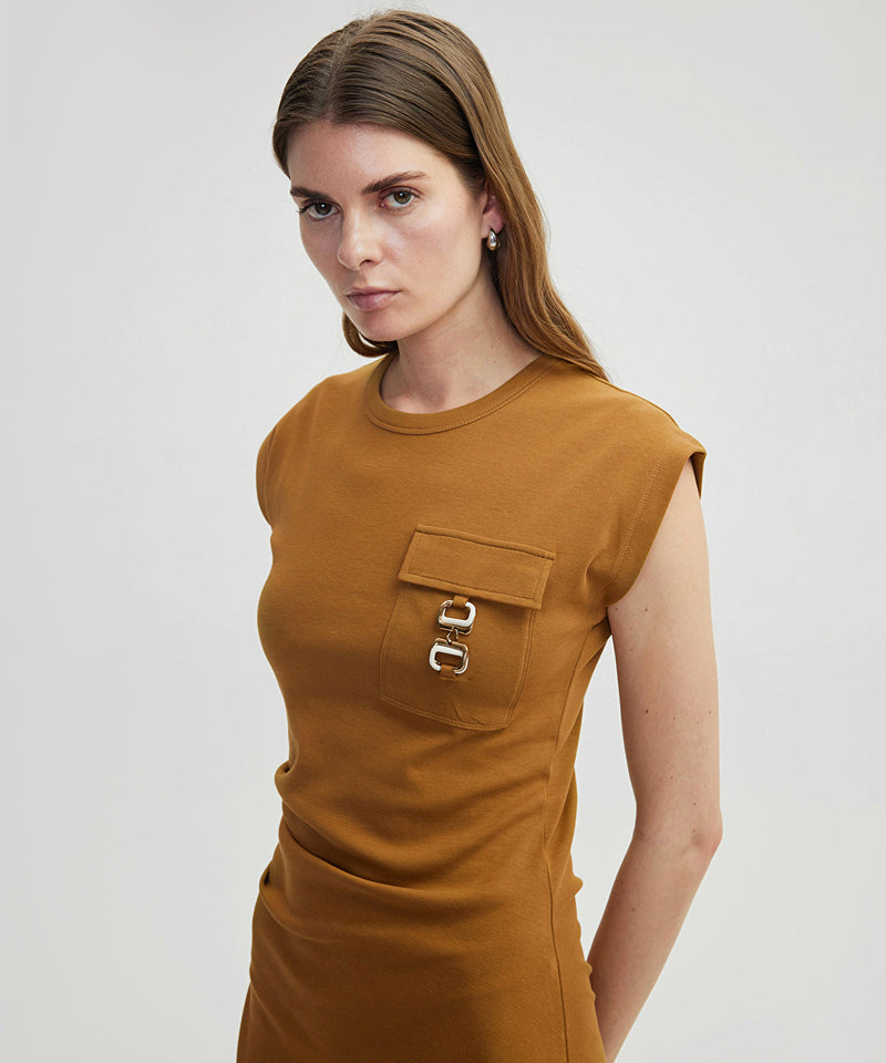 Ipekyol Metallic Accessory Midi Dress Tobac