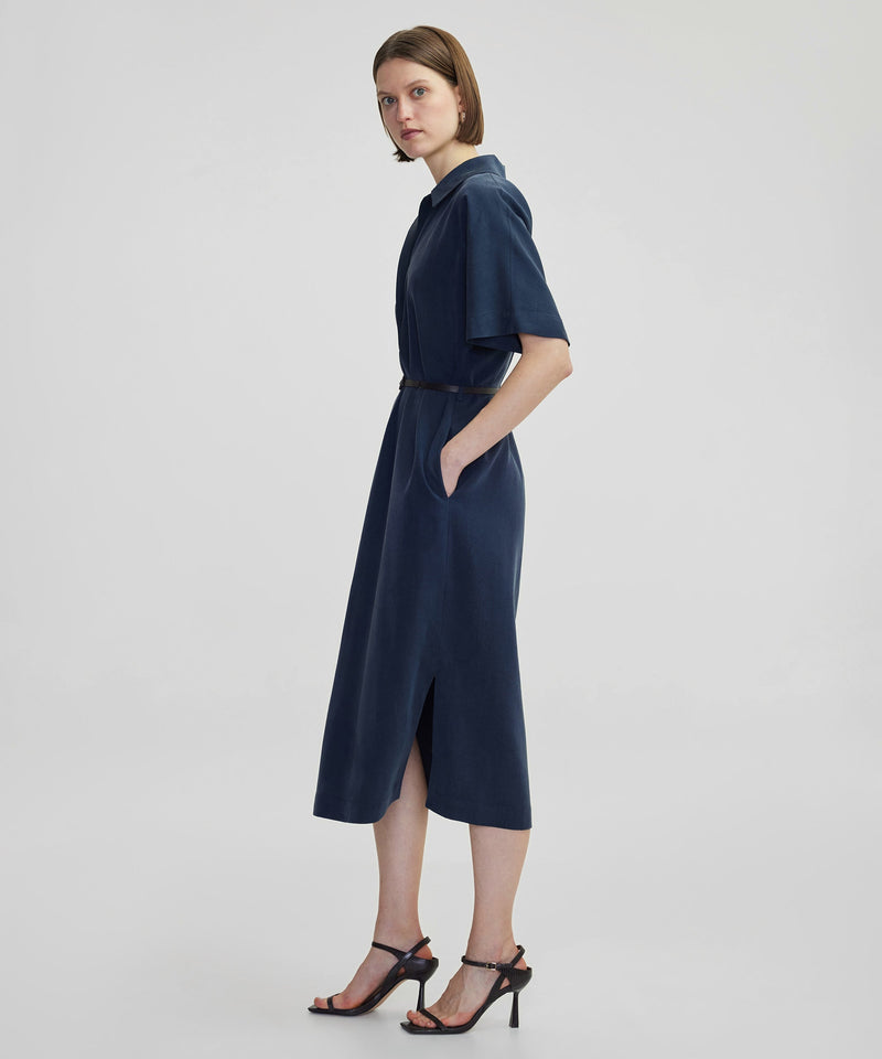Ipekyol Belted Shirt Collar Dress Navy