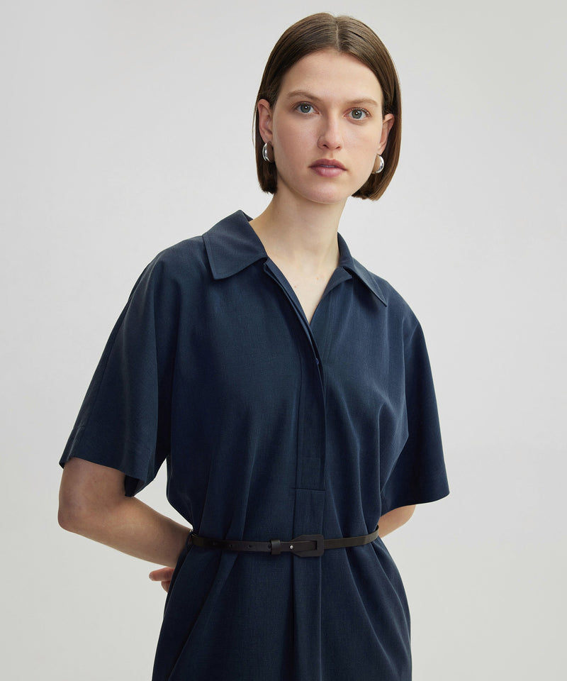 Ipekyol Belted Shirt Collar Dress Navy