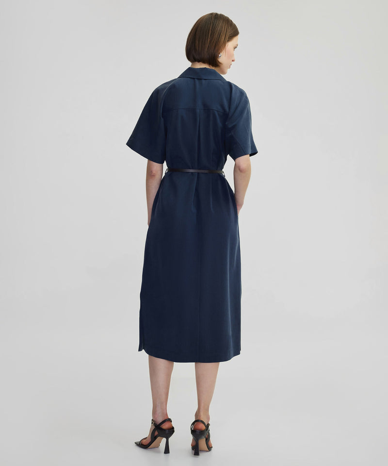 Ipekyol Belted Shirt Collar Dress Navy