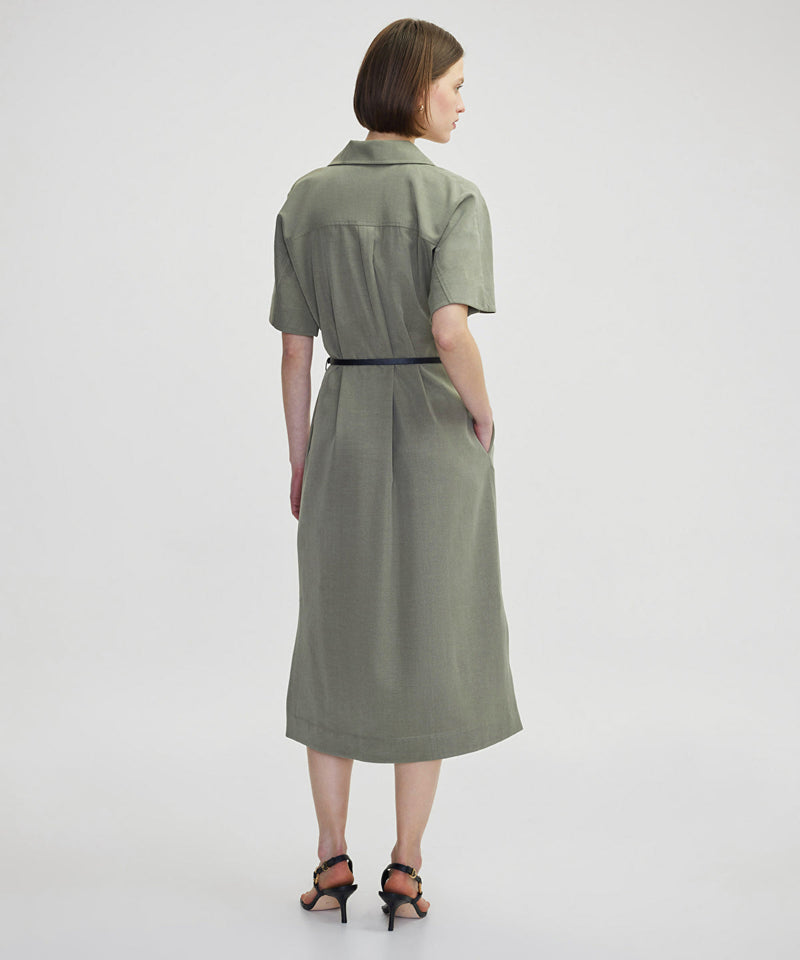 Ipekyol Belted Shirt Collar Dress Khaki