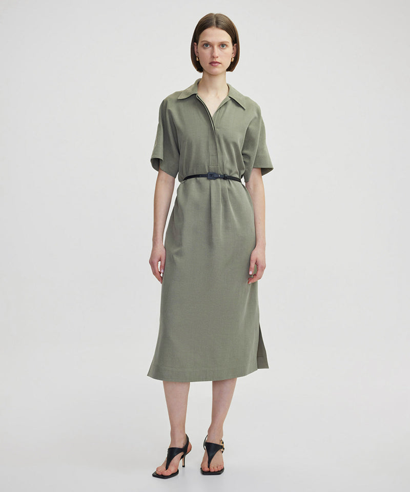 Ipekyol Belted Shirt Collar Dress Khaki