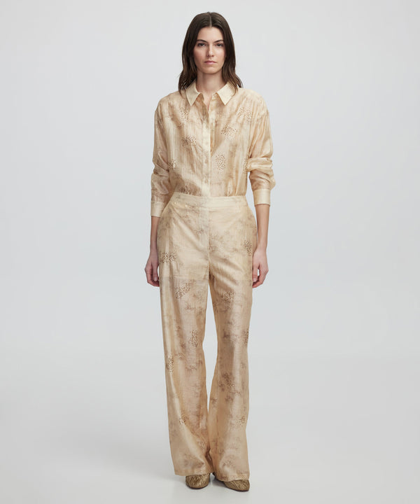 Ipekyol Embroidered And Jacquard Trousers Natural