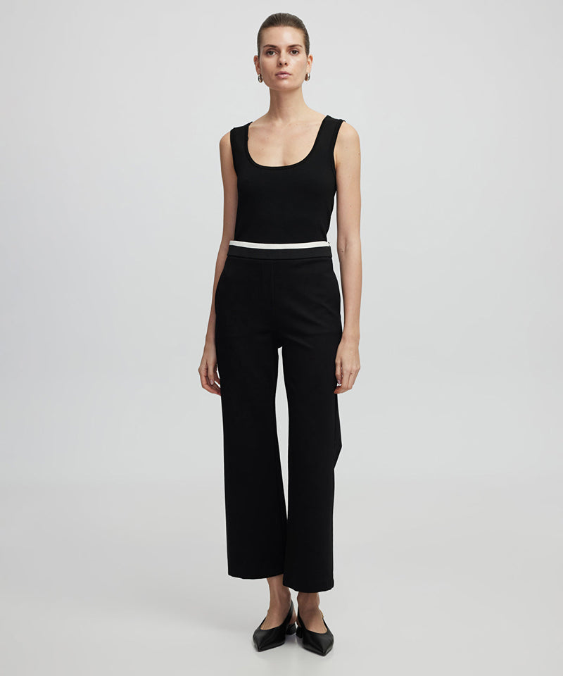 Ipekyol Contrast Waist Culotte Fit Trousers Black