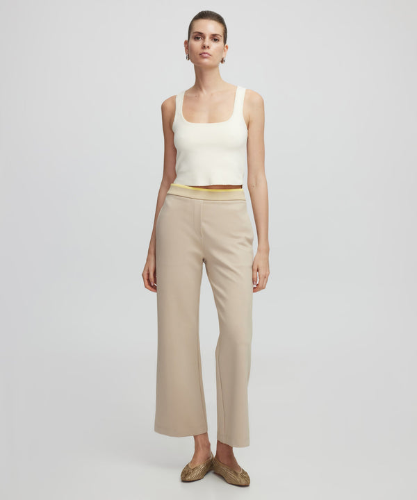 Ipekyol Contrast Waist Culottes Fit Trousers Ecru