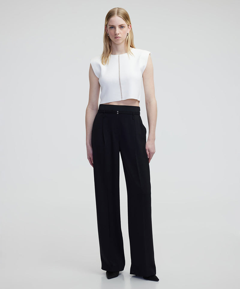 Ipekyol Minimal Metal Buckle Trousers Black