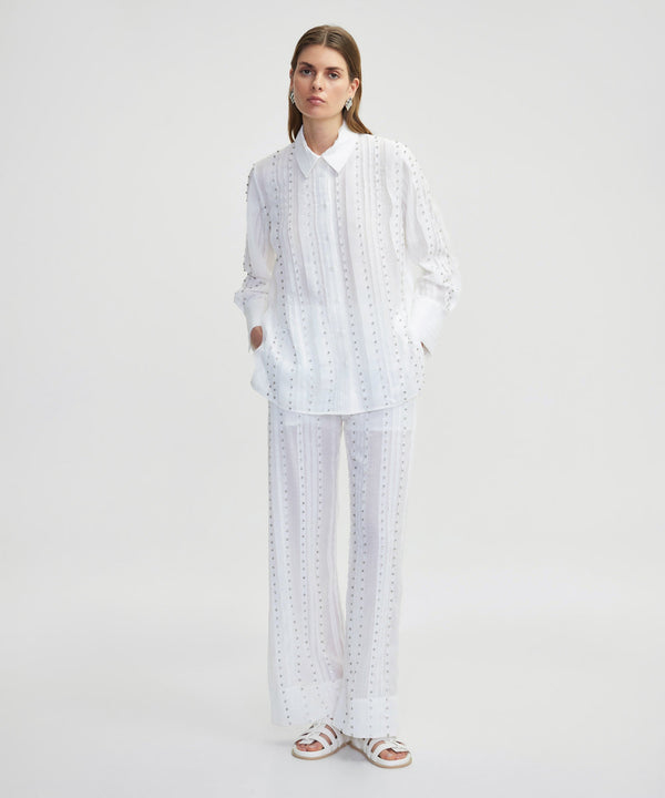 Ipekyol Strass Stone Printed Trousers Off White