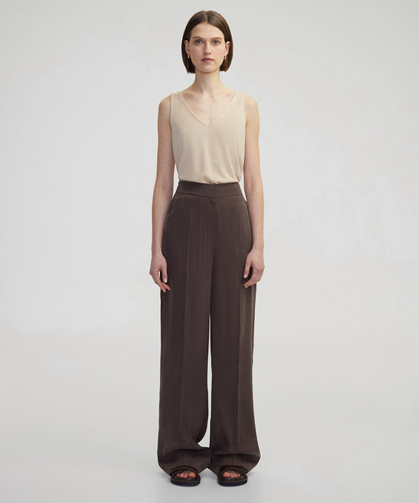Ipekyol Ribbed Wide Leg Trousers Brown