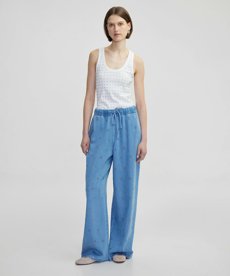 Ipekyol Hotfix Printed Denim Trousers Blue