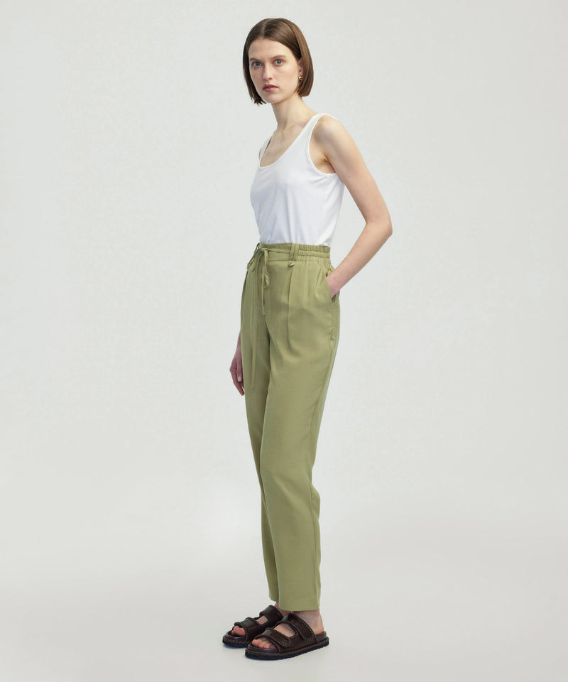 Ipekyol Elastic Waist Carrot Fit Trousers Khaki