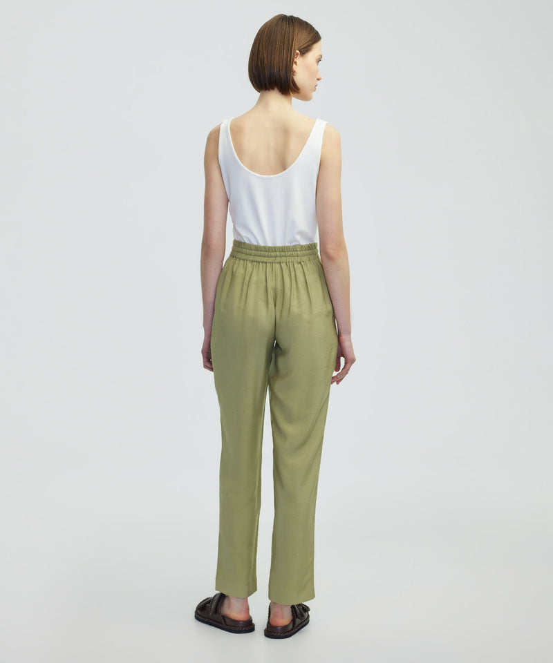 Ipekyol Elastic Waist Carrot Fit Trousers Khaki