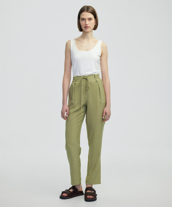 Ipekyol Elastic Waist Carrot Fit Trousers Khaki
