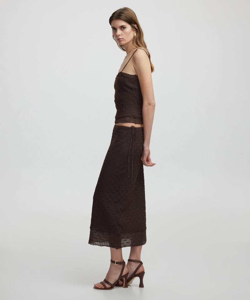 Ipekyol Lurex Yarn Knit Skirt Brown