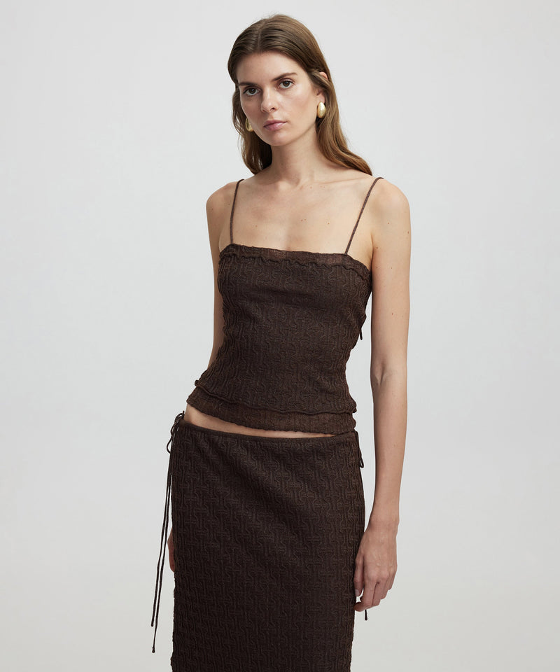 Ipekyol Lurex Yarn Knit Skirt Brown