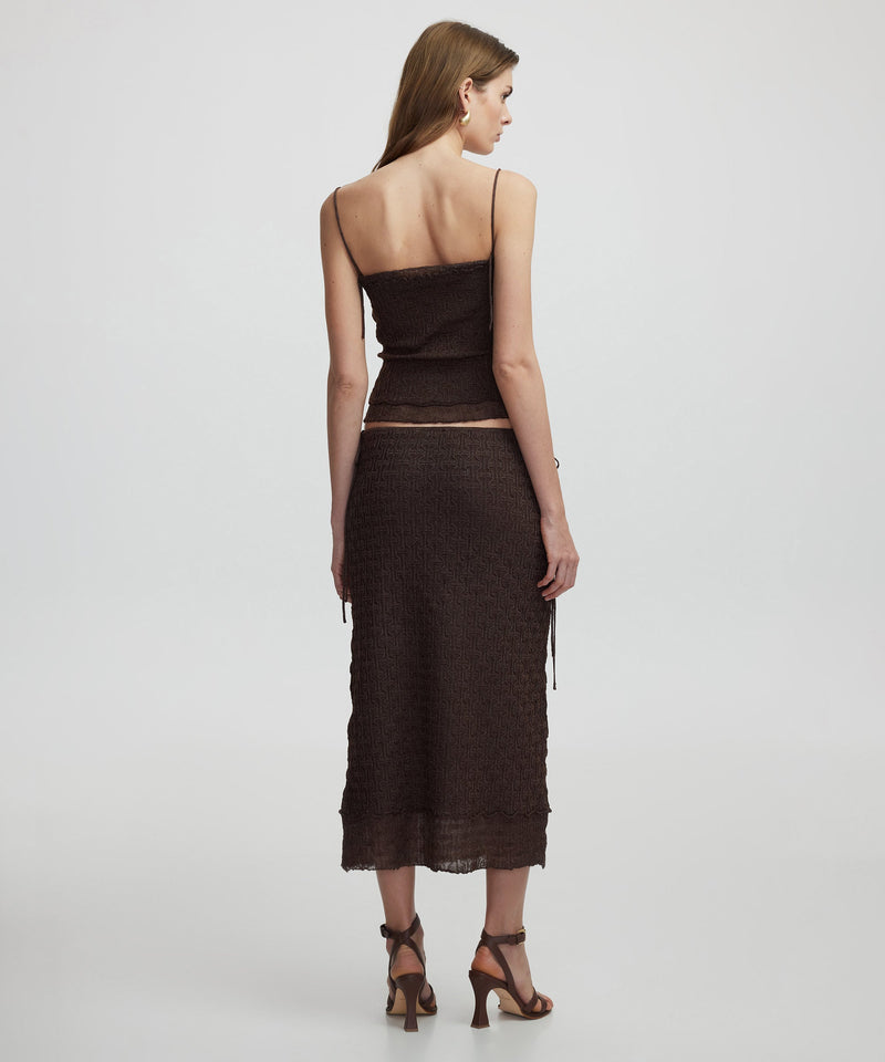 Ipekyol Lurex Yarn Knit Skirt Brown