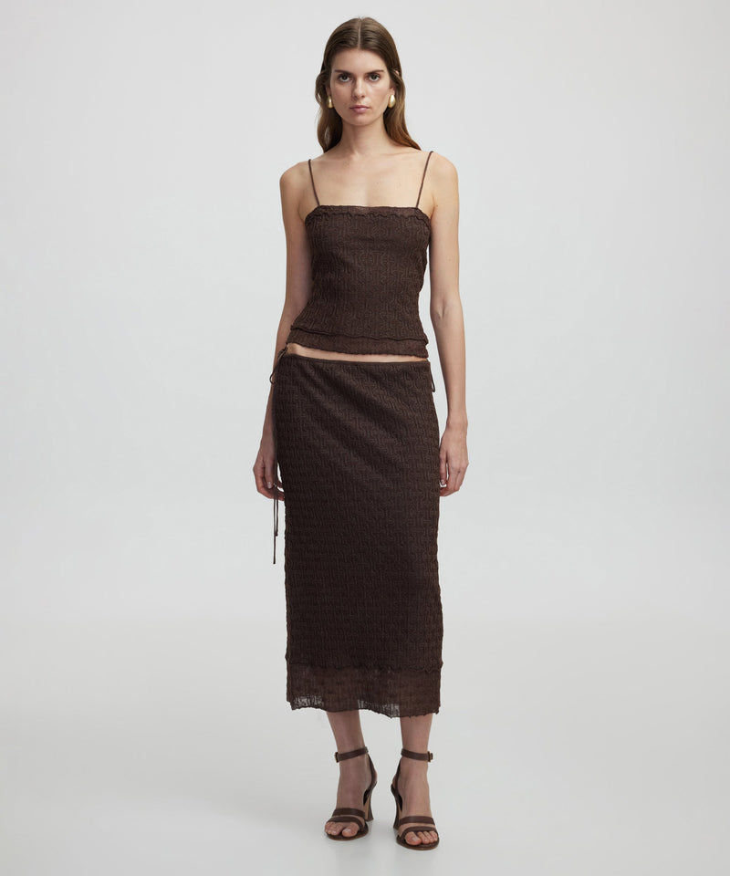 Ipekyol Lurex Yarn Knit Skirt Brown