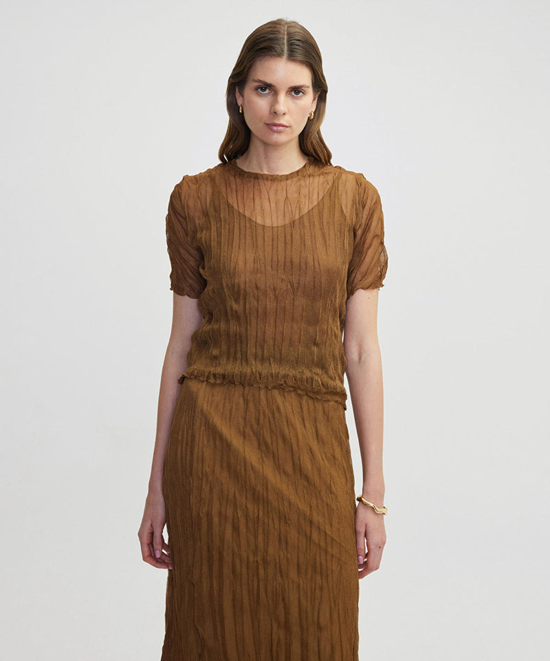 Ipekyol Wrinkled Look Midi Skirt Tobac