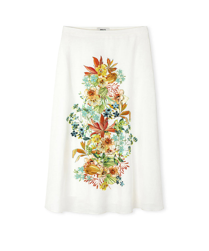Ipekyol Floral Patterned Midi Skirt Ecru