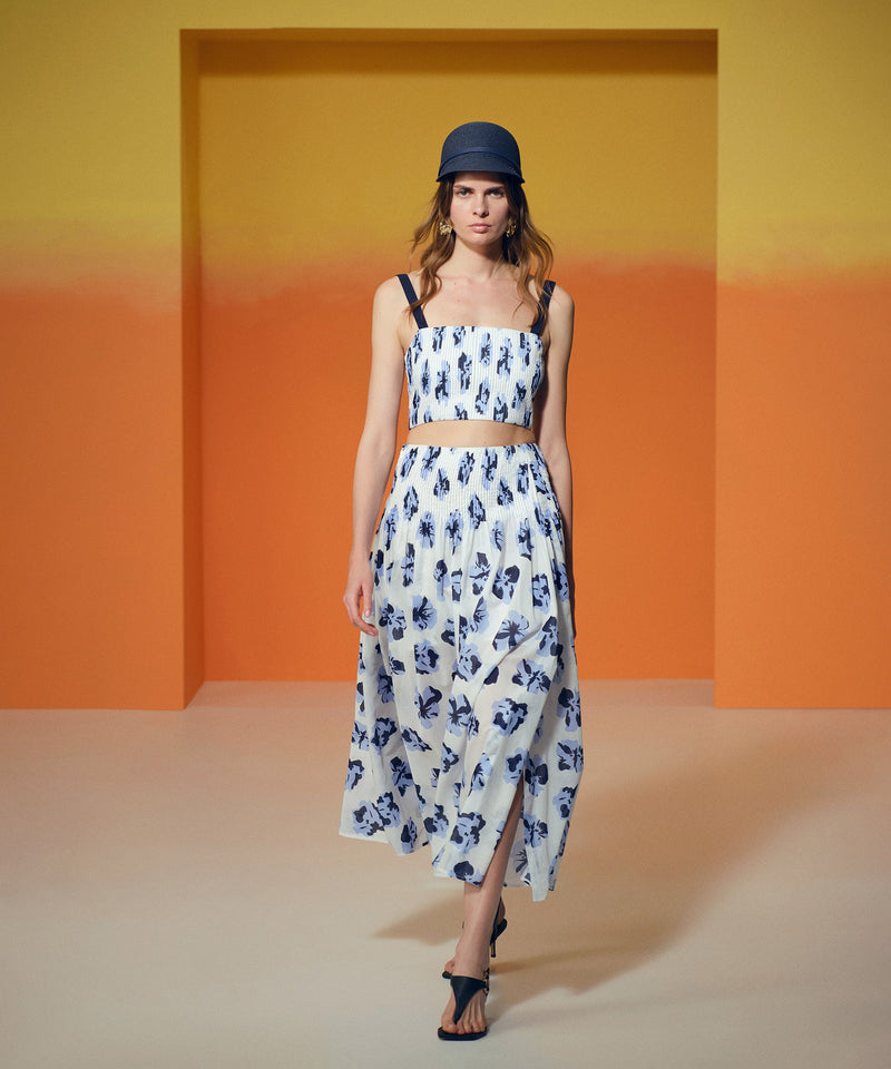 Ipekyol Floral Pattern Buttoned Skirt White