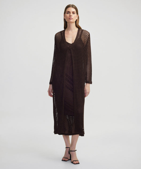 Ipekyol Openwork Knitted Jacket Brown