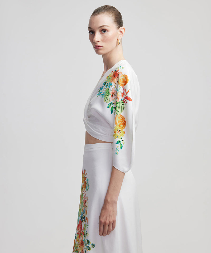 Ipekyol Floral Patterned Twist Blouse Ecru