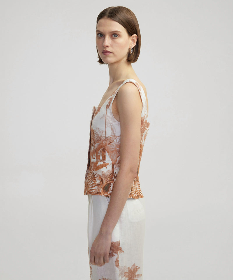 Ipekyol Patterned Linen Vest Ecru