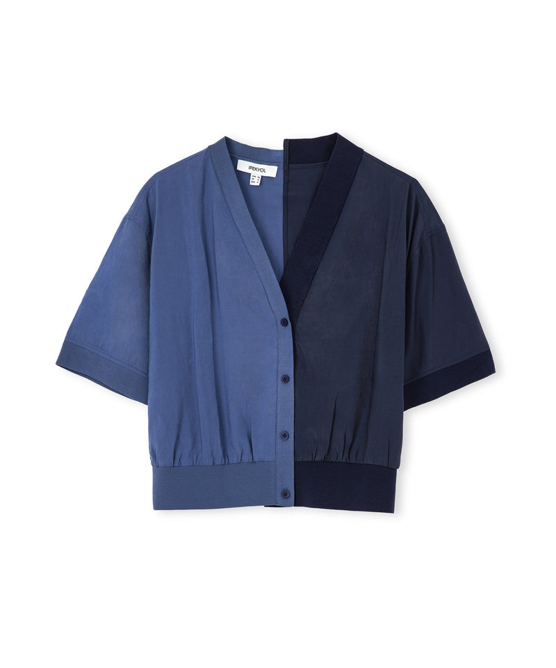 Ipekyol Color Block V-Neck Blouse Navy