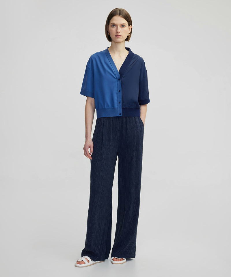 Ipekyol Color Block V-Neck Blouse Navy