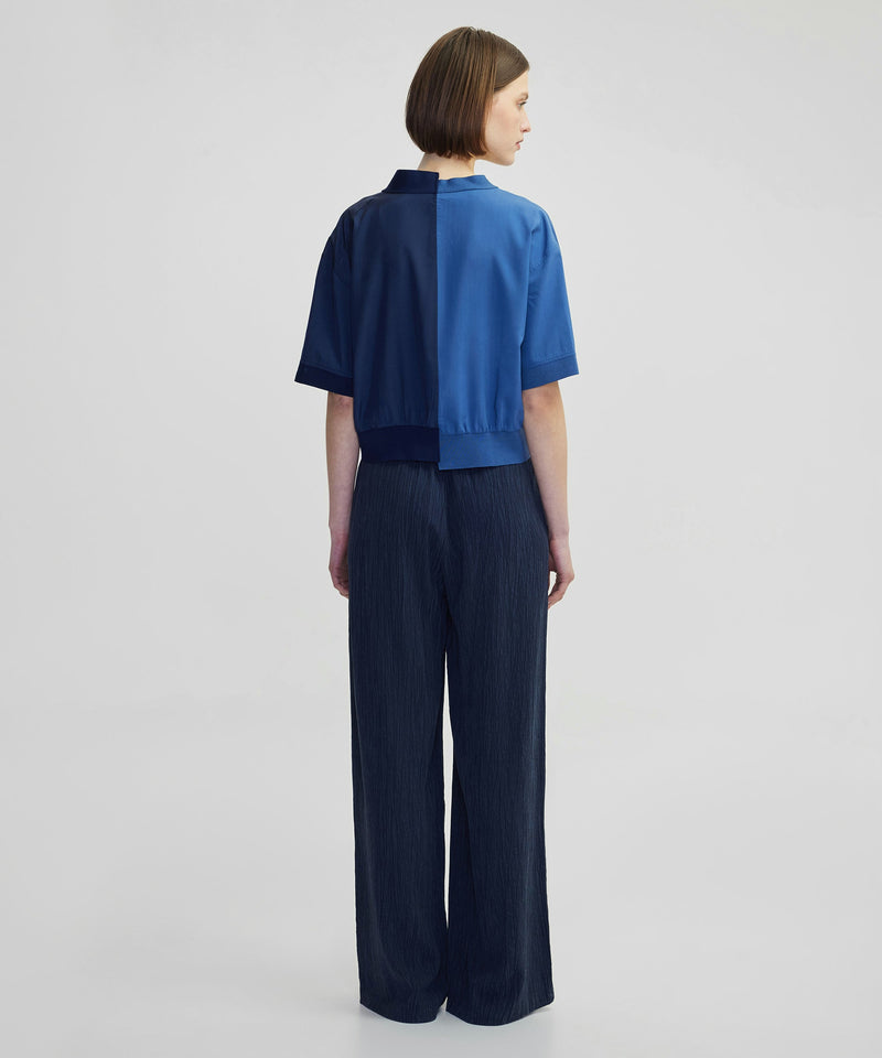 Ipekyol Color Block V-Neck Blouse Navy