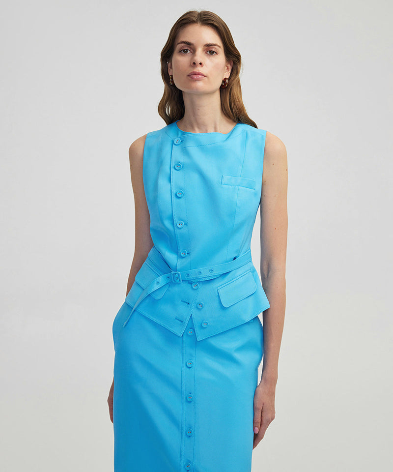 Ipekyol Double Belt Effect Vest Blue