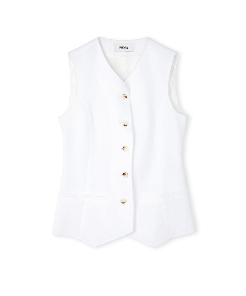 Ipekyol Button Closure Vest With Fleece Pockets White