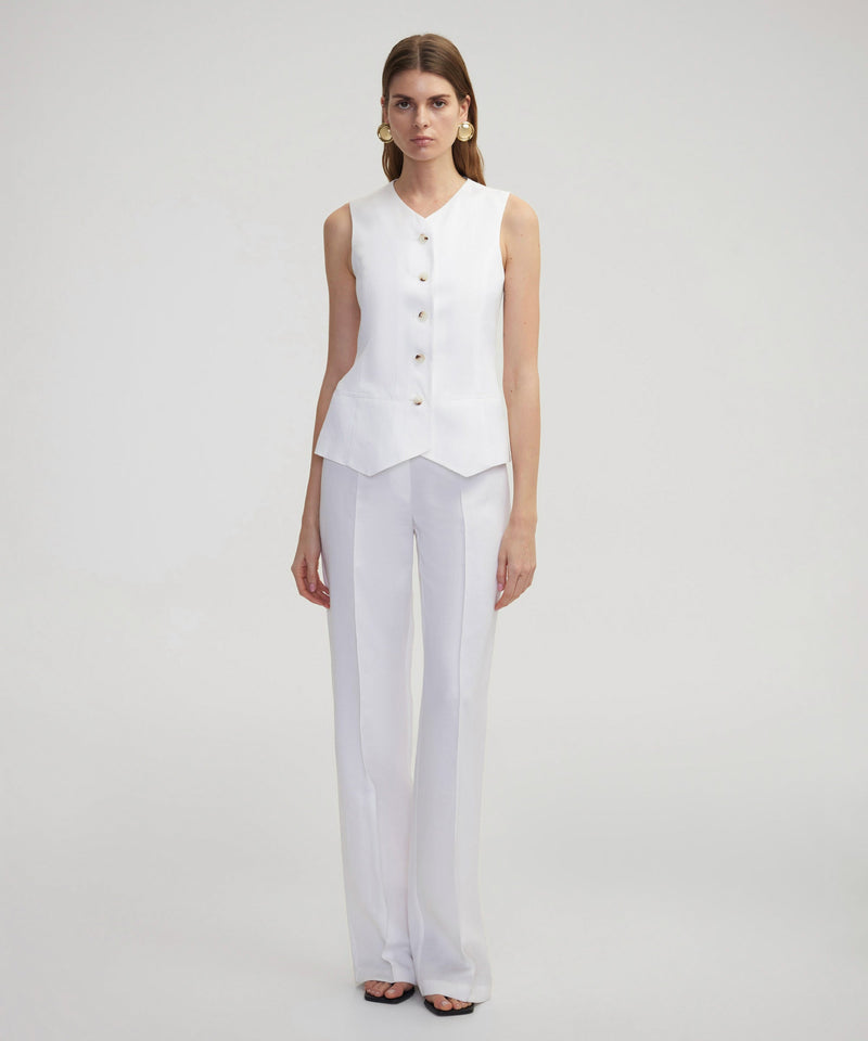 Ipekyol Button Closure Vest With Fleece Pockets White