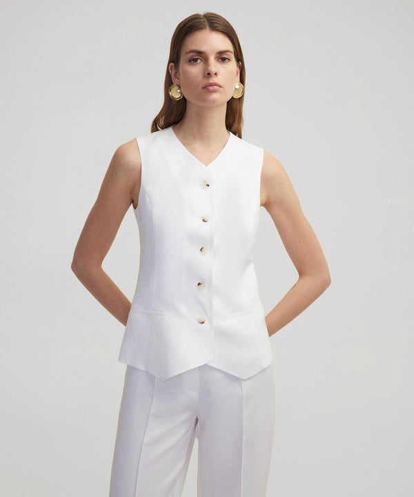 Ipekyol Button Closure Vest With Fleece Pockets White