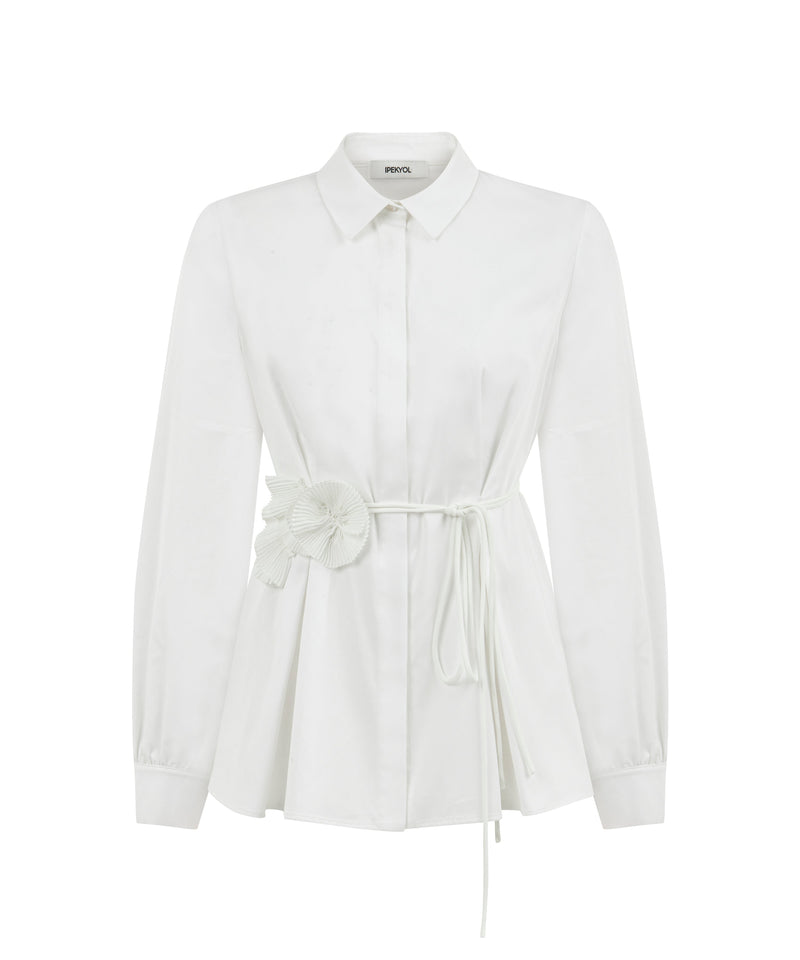 Ipekyol Long Sleeve Shirt With Detailed Belt Off White