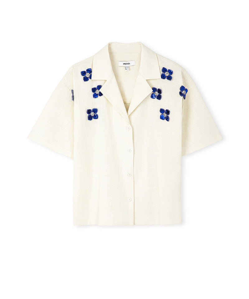 Ipekyol Flower Applique Shirt Ecru