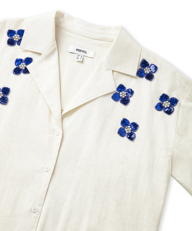 Ipekyol Flower Applique Shirt Ecru