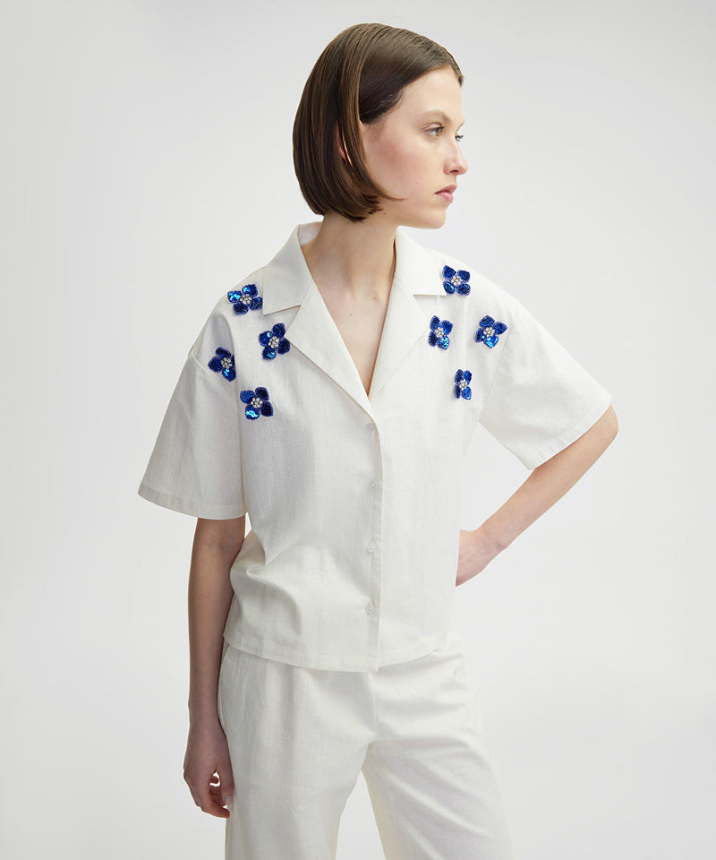 Ipekyol Flower Applique Shirt Ecru