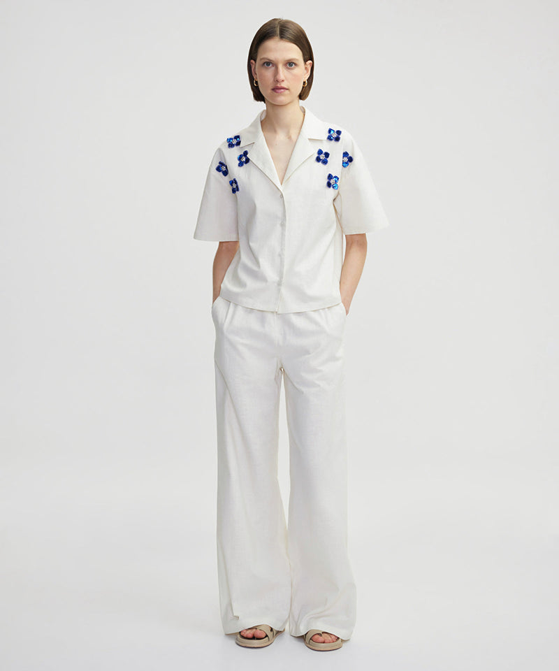 Ipekyol Flower Applique Shirt Ecru