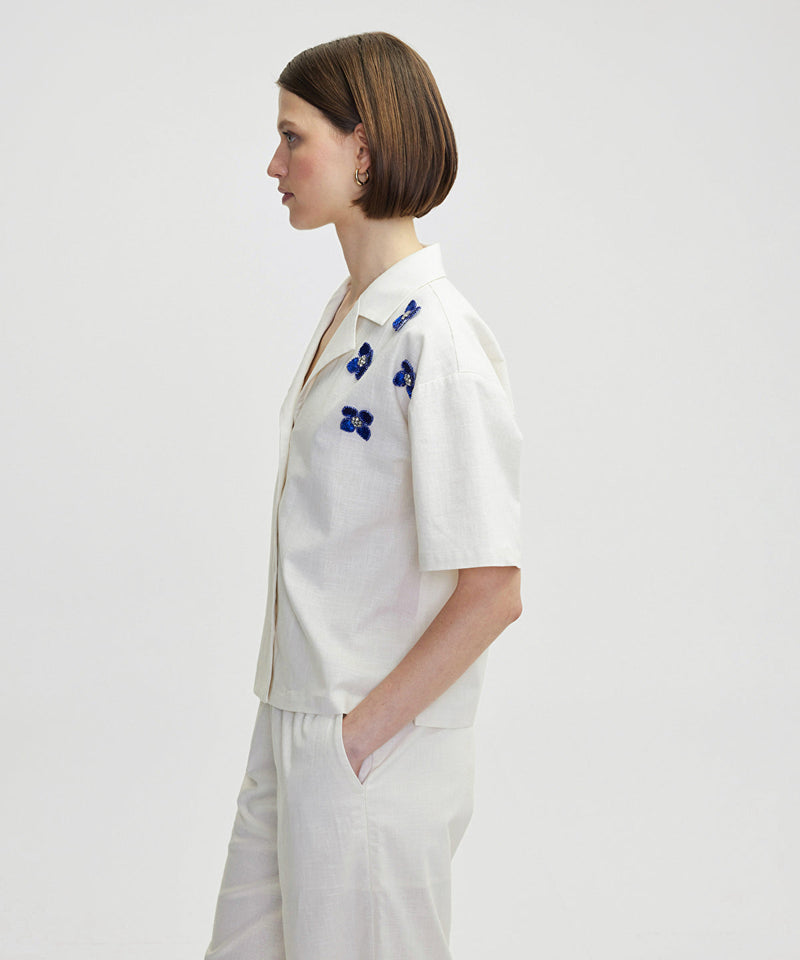 Ipekyol Flower Applique Shirt Ecru