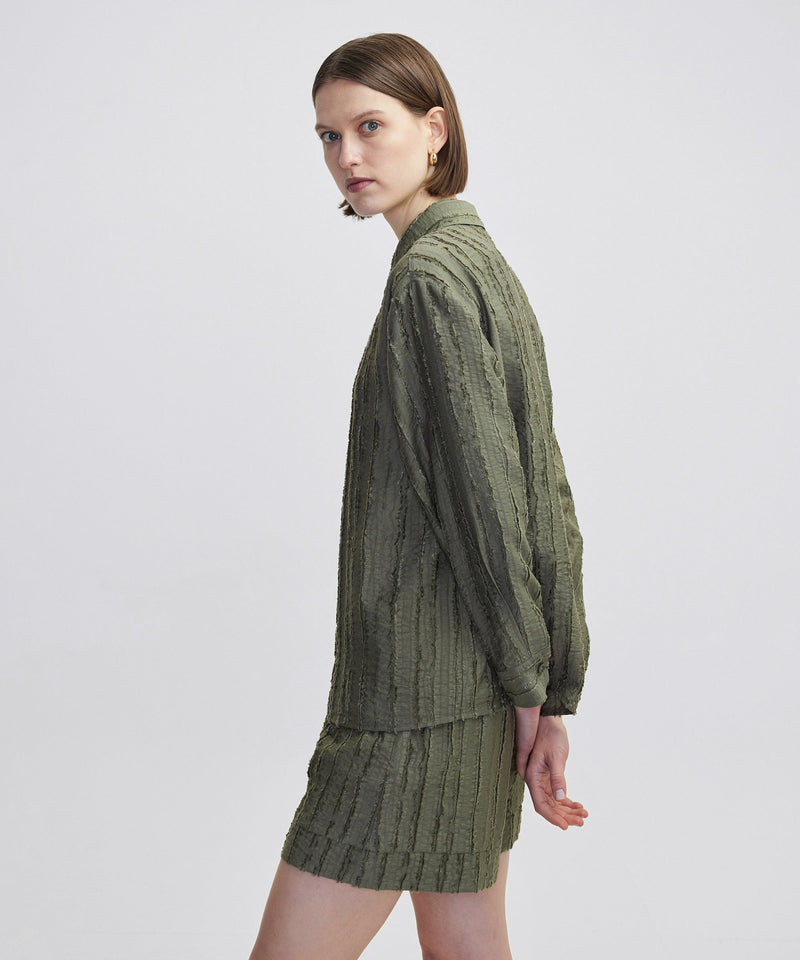 Ipekyol Textured Off Shoulder Shirt Khaki