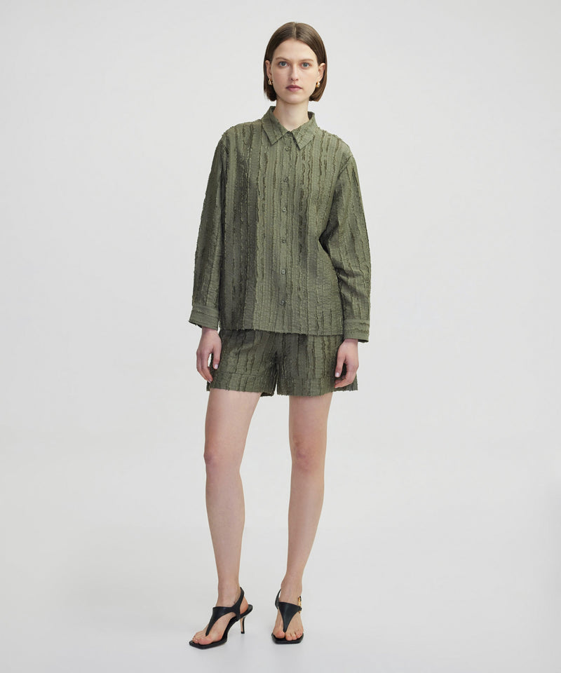 Ipekyol Textured Off Shoulder Shirt Khaki