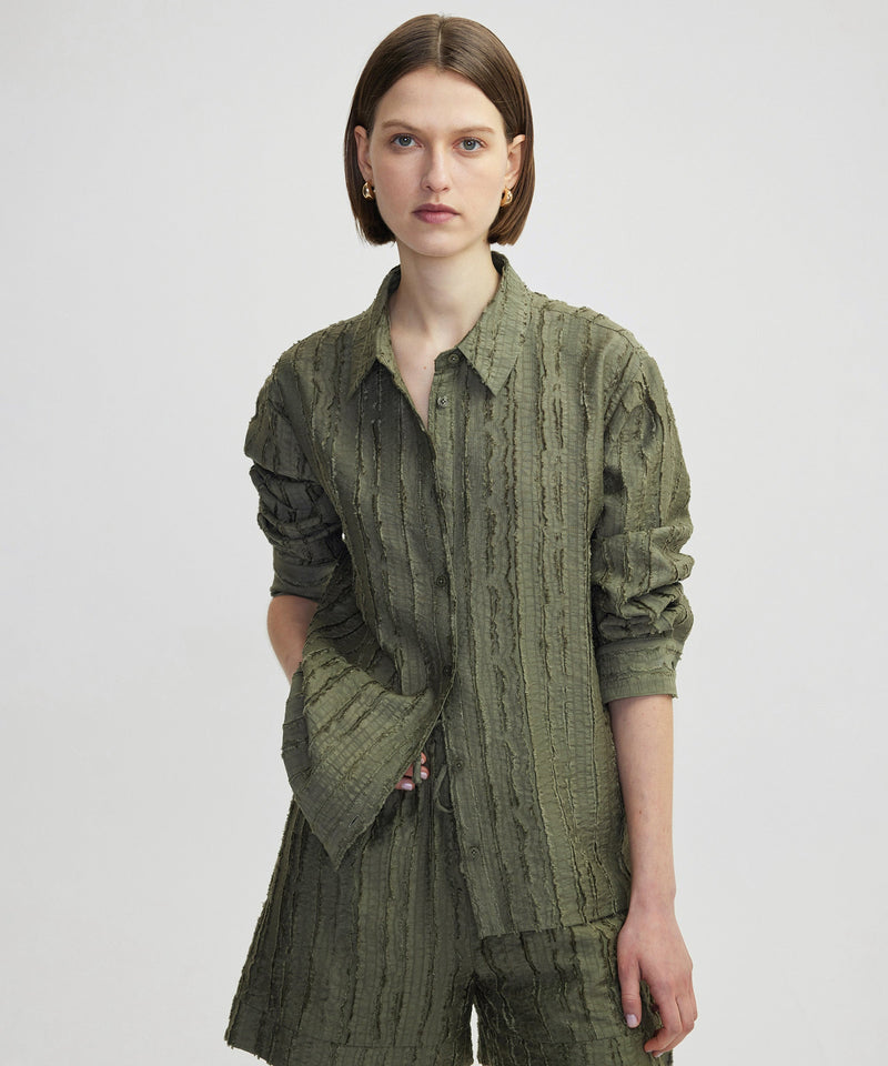 Ipekyol Textured Off Shoulder Shirt Khaki