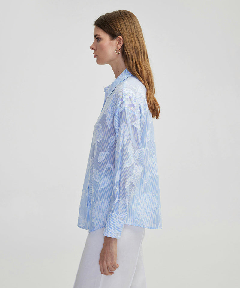 Ipekyol Floral Off Shoulder Shirt Blue