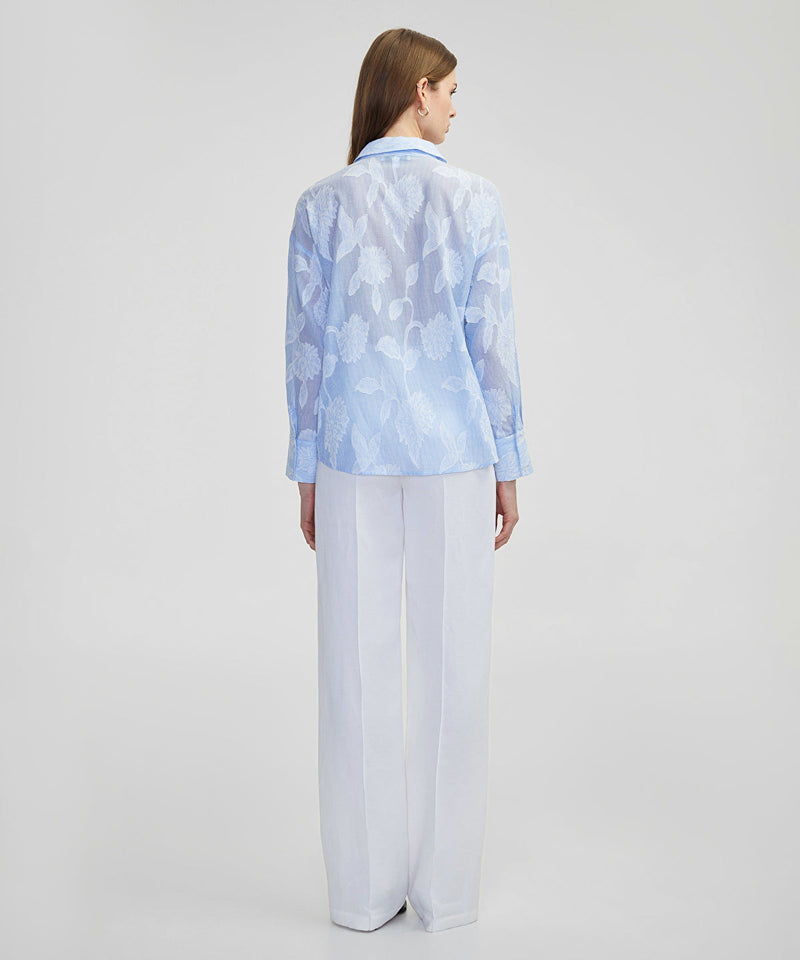 Ipekyol Floral Off Shoulder Shirt Blue