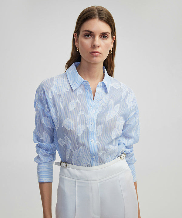 Ipekyol Floral Off Shoulder Shirt Blue