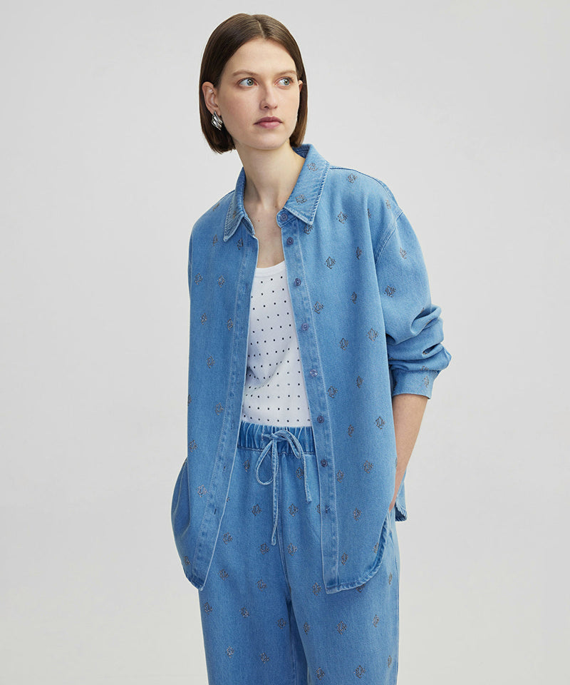 Ipekyol Monogram Hotfix Printed Image Blue